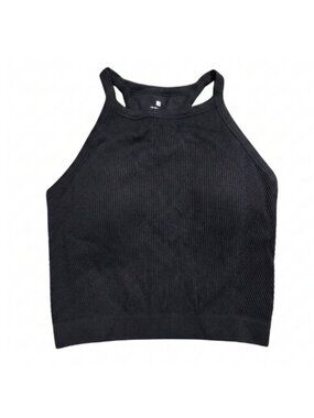 NIP | Running Girl Black Padded Crop Top | High Neck Racerback | Ribbed | Small
